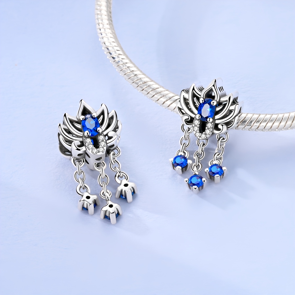 Silvery Color Lotus Hollow Beads Charm for Original Bracelet & Necklace